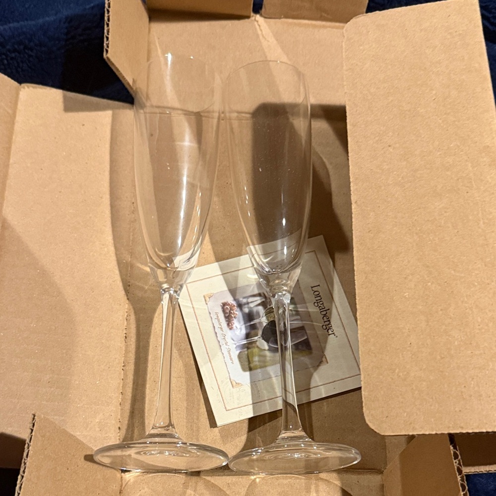 Elegant Clear Champagne Flutes Longaberger